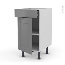 Le tiroir du bas à droite dispose de deux tiroirs individuels. Meuble De Cuisine Bas Filipen Gris 1 Porte 1 Tiroir L40 X H70 X P58 Cm Oskab