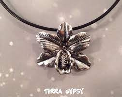 Large Orchid Pendant Antique Silver Orchid Charms Orchid Jewelry Findings Orchid Necklace Flower Charms Flower Pendant Cattleya Botanical Orchid Charm Orchid Necklace Flower Jewellery