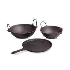 Cast Iron Cookware Set Skillet 10inch Kadai 2 5l The Indus Valley Cast Iron Cookware Set Cookware Set Cast Iron