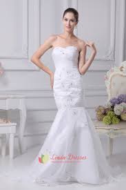 Mermaid Sweetheart Cocktail Organza Evening Dress White Wedding Gowns Strapless White Mermaid Wedding Dress Organza Flower Embroidered Dress Linda Dress
