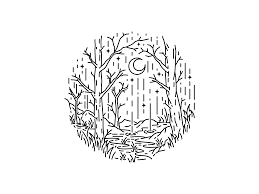 Monoline Landscape Illustration Character Design Badge Design Line Art