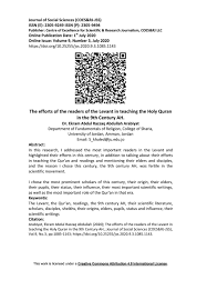 The Efforts Of The Readers Of The Levant In Teaching The Holy Quran In The 9th Century Ah By Centre Of Excellence For Scientific Research Journalism Coes Rj Llc Issuu