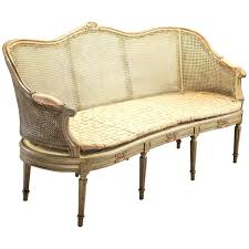 Painted Louis Xvi Style Large Caned Settee With Original Cushion Cushions For Sale Antique French Furniture Style Settee