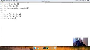 Python 3 7 How To Do Intersection Update On A Set In Python Python Python Programming Tutorial
