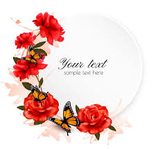 Beautiful Red Flowers And Butterflies Vector Background Vector Background Vector Flower Free Download Holiday Background Vector Flowers Butterflies Vector