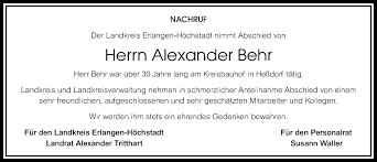 Traueranzeigen von Alexander Behr