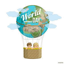 Vyběhněte i vy na pomoc přírodě. Svetovy Den Zivotniho Prostredi Stastne Deti Na Planete Letani Fototapeta Fototapety Horkovzdusny Balon Bio Typografie Myloview Cz