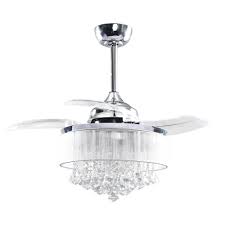 It is a combination of a retractable ceiling fan and crystal chandelier. Parrot Uncle Broxburne 36 In Indoor Chrome Downrod Mount Retractable Crystal Chandelier Ceiling Fan With Light And Remote Control F3502110v The Home Depot In 2021 Ceiling Fan Chandelier Ceiling Fan With