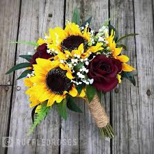 Burgundy Sunflower Bouquet Sunflower And Burgundy Bouquet Etsy In 2020 Sunflower Themed Wedding Sunflower Wedding Bouquet Sunflower Bridesmaid Bouquet