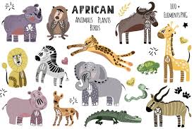 This category contains all animals native to the continent of africa. Cute African Animals By Watercolor Arts Thehungryjpeg Com