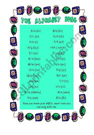 Review activities for the whole alphabet: The Alphabet Song Esl Worksheet By Ana B