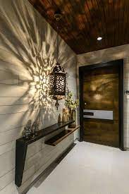 Skinny Ledge Over Another With Interesting Shadow Cast By Lamp To Break Up A Long Passageway Home Entrance Decor Foyer Design Hall Decor