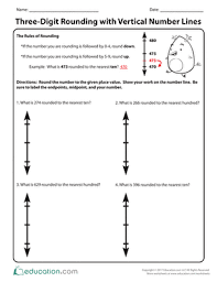 Three Digit Rounding With Vertical Number Lines Worksheet