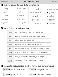 Notre site a pour principal objectif de vous accompagner en mettant à votre disposition une liste conséquente de mots. 6 Fiches D Exercices Les Familles De Mots