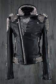 Best Men S Punk Avant Garde Fashion Custom Sheepskin Hedgehog Genuine Goat Leather Rider Jacket By Virgin B Studded Leather Jacket Leather Jacket Men Fashion