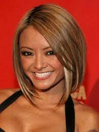 Tila Tequila Angled Bob Haircut Angled Long Face Framing Layers And Elevated In The Back Best Suited Fo Hair Styles Angled Bob Hairstyles Long Bob Hairstyles