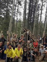 The primitive hut is a simplistic structure that utilizes repetitive elements. The Survival University Colorado Mountain Man Survival