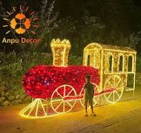 Decoration Sculpture Customized Christmas Outdoor LED 3D Train Motif Light