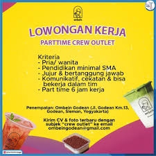 Lowongan kerja paruh waktu / part time terbaru agustus 2021 temukan loker yang sesuai dengan lokasi, pendidikan dan minat anda. Lowongan Ombein Part Time Crew Berita Loker Jogja Facebook