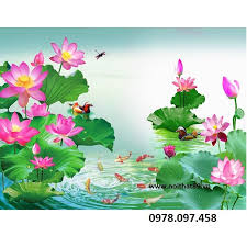 Hình xăm hoa sen màu. Tranh Hoa Sen Ca Chep Gia Sieu Ráº» 1 400 000Ä' Mua Liá»n Tay Salezone Store