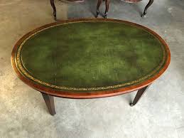 Vintage Old Colony Mahogany Green Leather Top Oval Coffee Table W Pull Outs Leather Top Coffee Table Coffee Table Antique Coffee Tables