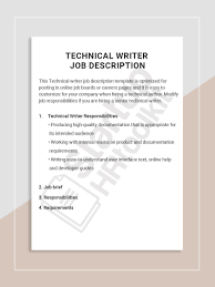 Technical Writer Job Description Job Description Template Job Board Job Description