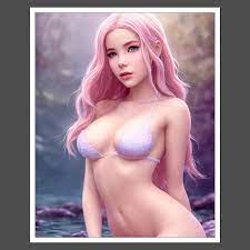 8x10 Art Print Belle Delphine A Woman With Pink Hair Sitting In A Body Of  D12140 | eBay