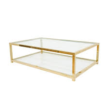 A vintage acrylic / lucite and brass effect frame coffee table. Two Tiered Brass And Glass Coffee Table Coffee Tables John Salibello