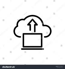 Cloud With Laptop And Arrow Isolated On White Background Thin Line Icon Vector Illustration For Symbol Web Or App Stock Clouds White Stock Image Vector