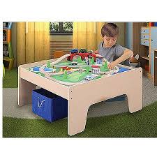 Wooden Activity Table With 45 Piece Train Set Storage Bin Only At Walmart Walmart Com Wooden Train Table Kids Activity Table Activity Table
