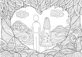 Get this free winter coloring page and many more from primarygames. A Couple Holding Hand Spending Good Time Together On The Beach With Two Trees Bending Into Hearted Shape For Card Design And Adult Coloring Book Pages Happy Valentine S Day Royalty Free Cliparts