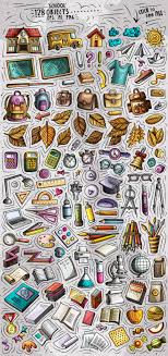 Cartoon sketch llama alpaka say hello poster vector. School Cartoon Objects Set In Design Elements On Yellow Images Creative Store