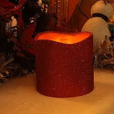 Dfl 6x6 Inch Flameless Real Wax Led Pillar Candle With Timer With Red Color Glitter Powder Check This Awesom Led Pillar Candle Flameless Led Candles Candles