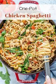 One Pot Chicken Spaghetti Recipe Yummy Pasta Recipes Healthy Spaghetti Healthy Fitness Meals