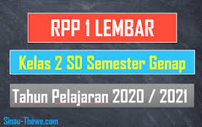 Lengkap Rpp 1 Lembar Kelas 2 Sd Semester Genap 2020 2021 Sinau Thewe Com