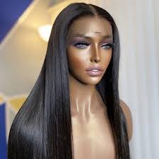 Human 100% remy hair cuticle aligned unprocessed 13*4 brazilian human  straight hair lace front wig