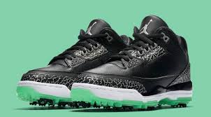 The shoes have large volume caged air zoom in the heel and have a golf spike sole. Jordan Golf Shoes Sole Collector