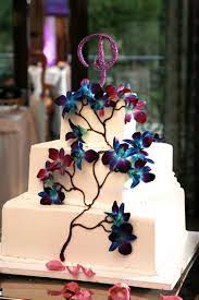 Our Wedding Cake Blue Dendrobium Orchids And Monogram Cake Topper Orchids Orchid Wedding Cake Cake Topper Wedding Monogram Wedding Cakes Blue