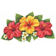 Triple Hibiscus Flower Red Yellow Pool Mosaic Flores Havaianas Imagem Floral Pintura Em Tecido Flores