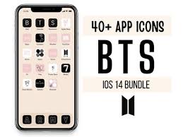 Bts Kpop 40 Icons Bundle Iphone Ios 14 App Covers In 2021 App Covers Bts App Iphone App Layout