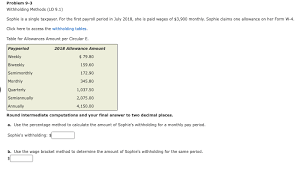 Solved Withholding Methods Lo 9 1 Sophie Is A Single Ta