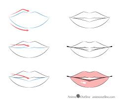 Give shape to the lips, draw lip shape around the outline drawn in step 2, basically draw arc or heart shape for upper lip and curve for the lower lip. Smiling Lips Drawing Easy Step By Step Novocom Top
