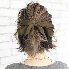 Ribbon Updos For Short Hair Short Hair Styles Short Hair Updo Braids For Short Hair