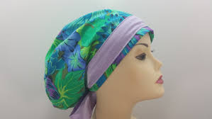 Women's Surgical Scrub Hats, or Scrub Caps Fasset Lavinia Green/ Purple