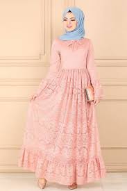 Modaselvim Elbise Etegi Firfirli Dantel Elbise 81611 5bn105 Pudra Elbiseler Dantel Ve Satin
