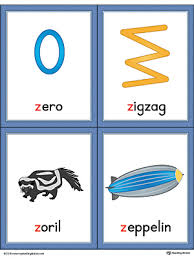 6 letter z words for kids ; Letter Z Words And Pictures Printable Cards Zero Zigzag Zoril Zeppelin Color Myteachingstation Com