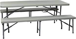 Waterproof, impact and stain resistant tops. Resin 3 Piece Folding Bench And Table Set 2 Benches And 6 X 2 5 Feet Table