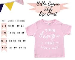 bella canvas 3001b size guide chart baby jersey short sleeve tee toddler t shirt mockup boy girl son daughter infant mockup flat lay