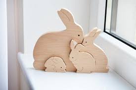 Easter Kids Gifts Bunny Rabbit Family Wooden Bunny Puzzle Bunny Toy Animal Puzzle Easter Home Decor Easter Gifts For Kids Easter Kids Bunny Toys
