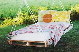 These swing daybed ideas and sleeping porches will give you plenty of inspiration how to enjoy the outdoors swinging. Diy Pallet Swing Bed The Merrythought